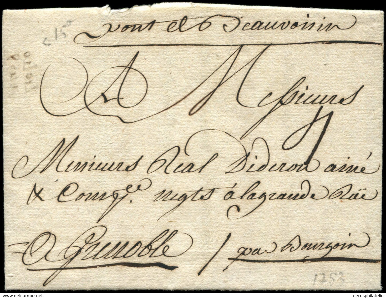 Let OBLITERATIONS PAR DEPARTEMENTS - 37/ISERE MP Manuscrite "Pont De Beauvoisin" Sur LAC De 1753, TB - 1849-1876: Classic Period