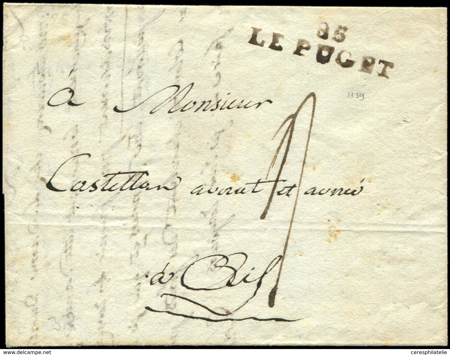 Let COMTE DE NICE - MP 85/LE PUGET S. LAC De 1809, TB - 1849-1876: Classic Period