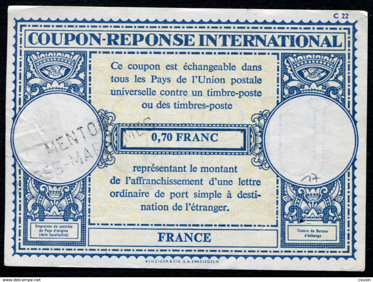 FRANCE  International Reply Coupon / Coupon Réponse International - Coupons-réponse