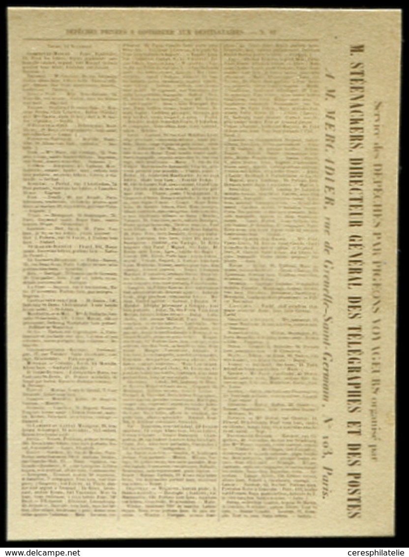 Let Guerre De 1870 -  Pigeongramme De Steenackers à Mercadier N°42, TB - War 1870