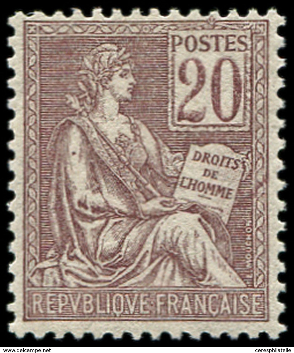 ** EMISSIONS DU XXème SIECLE - 113   Mouchon, 20c. Brun-lilas, Très Bien Centré, TB - Unused Stamps