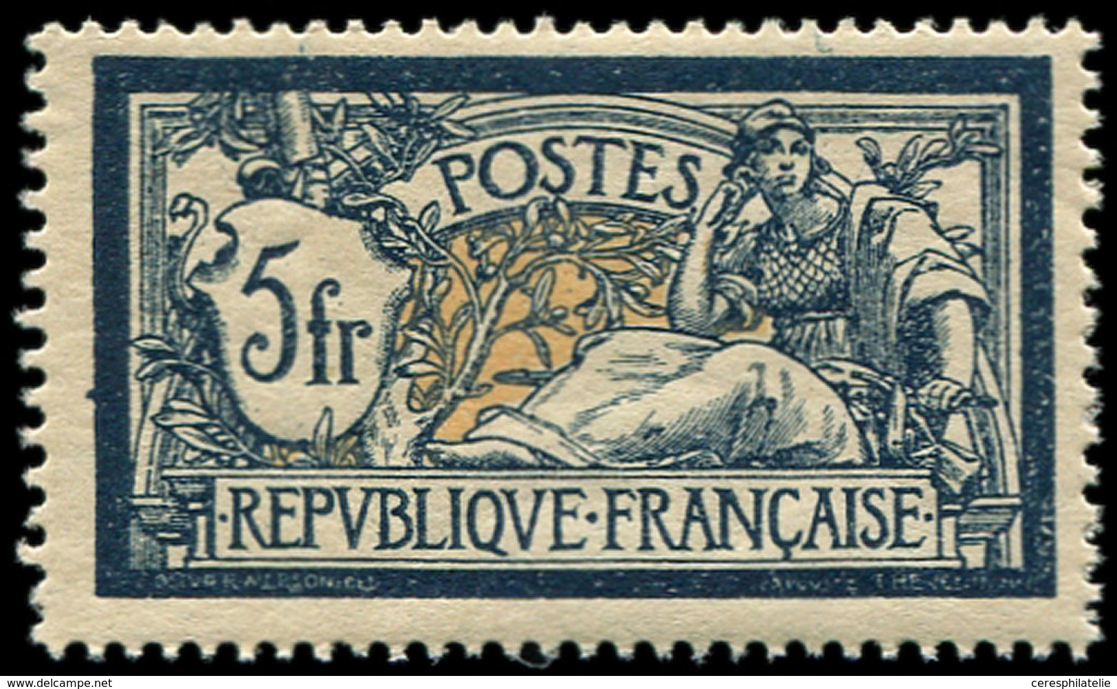 ** EMISSIONS DU XXème SIECLE - 123   Merson,  5f. Bleu Et Chamois, Nuance Foncée, Bien Centré, TB - Unused Stamps
