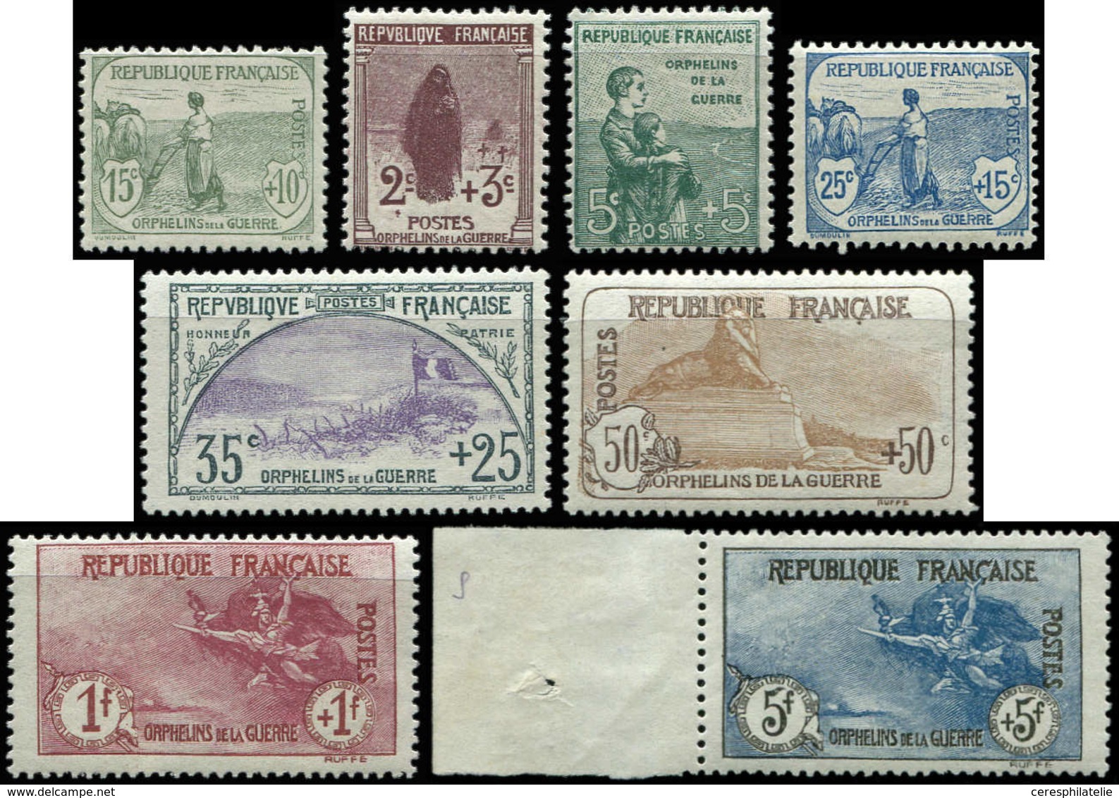 ** EMISSIONS DU XXème SIECLE - 148/55 1ère Série Orphelins, 5f. + 5f. Bdf Et Très Bien Centré, TTB - Unused Stamps