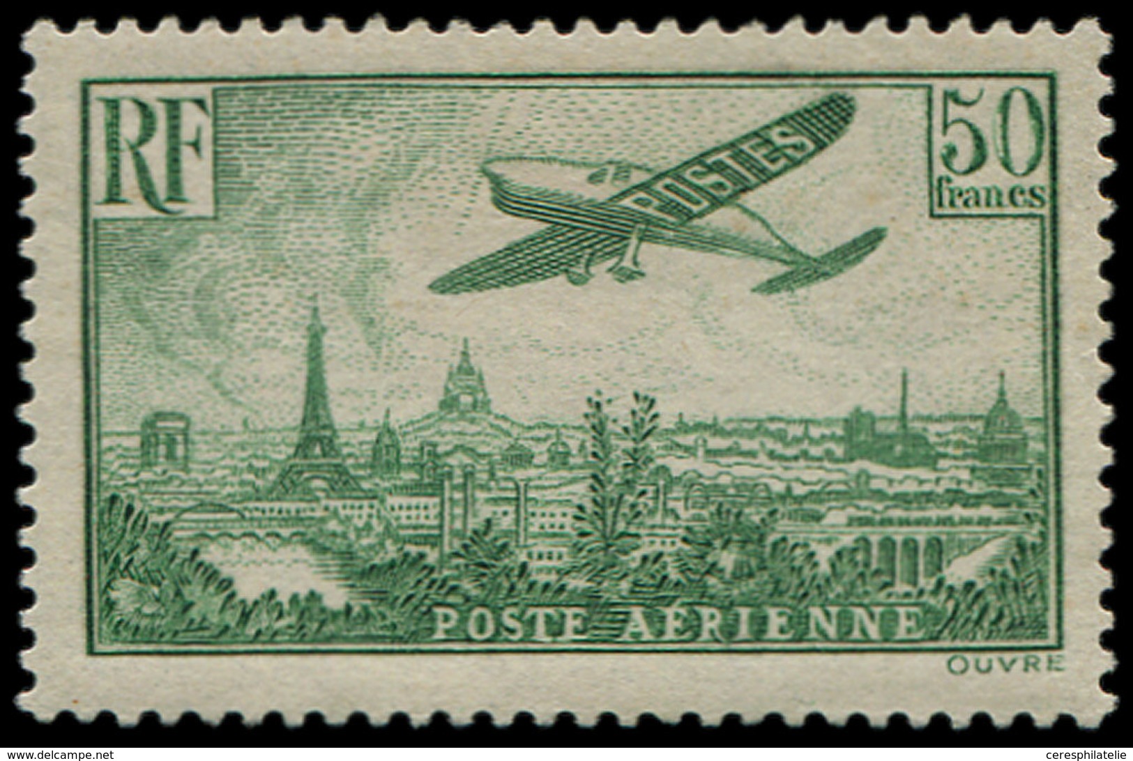 * POSTE AERIENNE - 14  50f. Vert-jaune, TB - 1927-1959 Mint/hinged