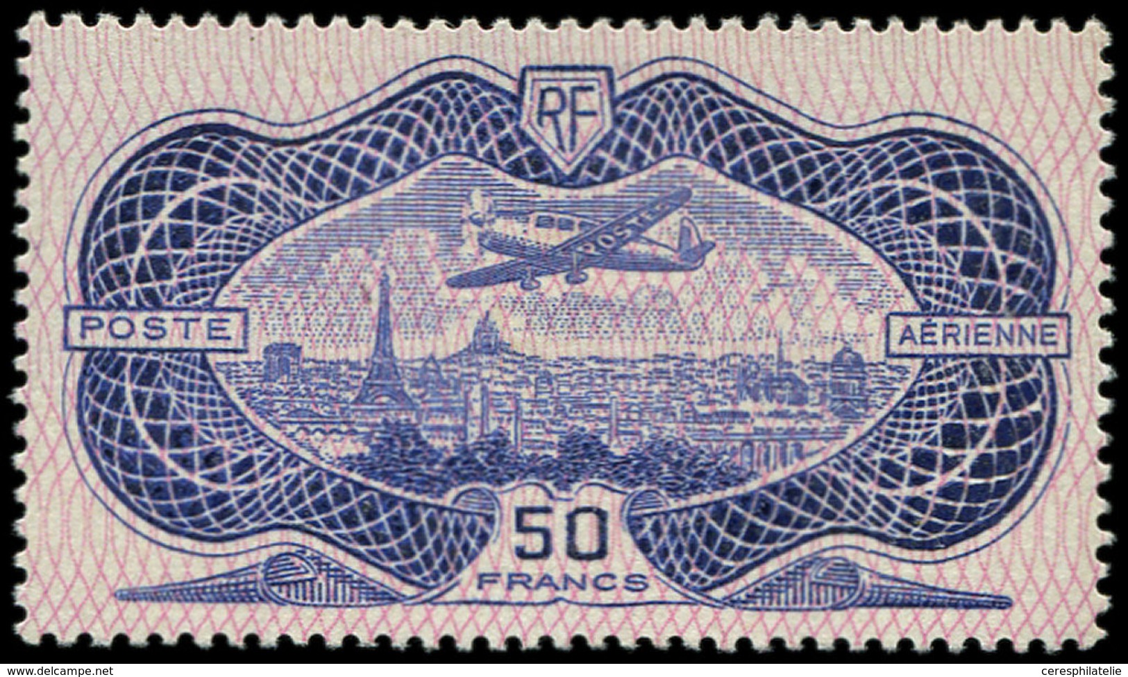 * POSTE AERIENNE - 15  50f. Burelé, TB - 1927-1959 Mint/hinged