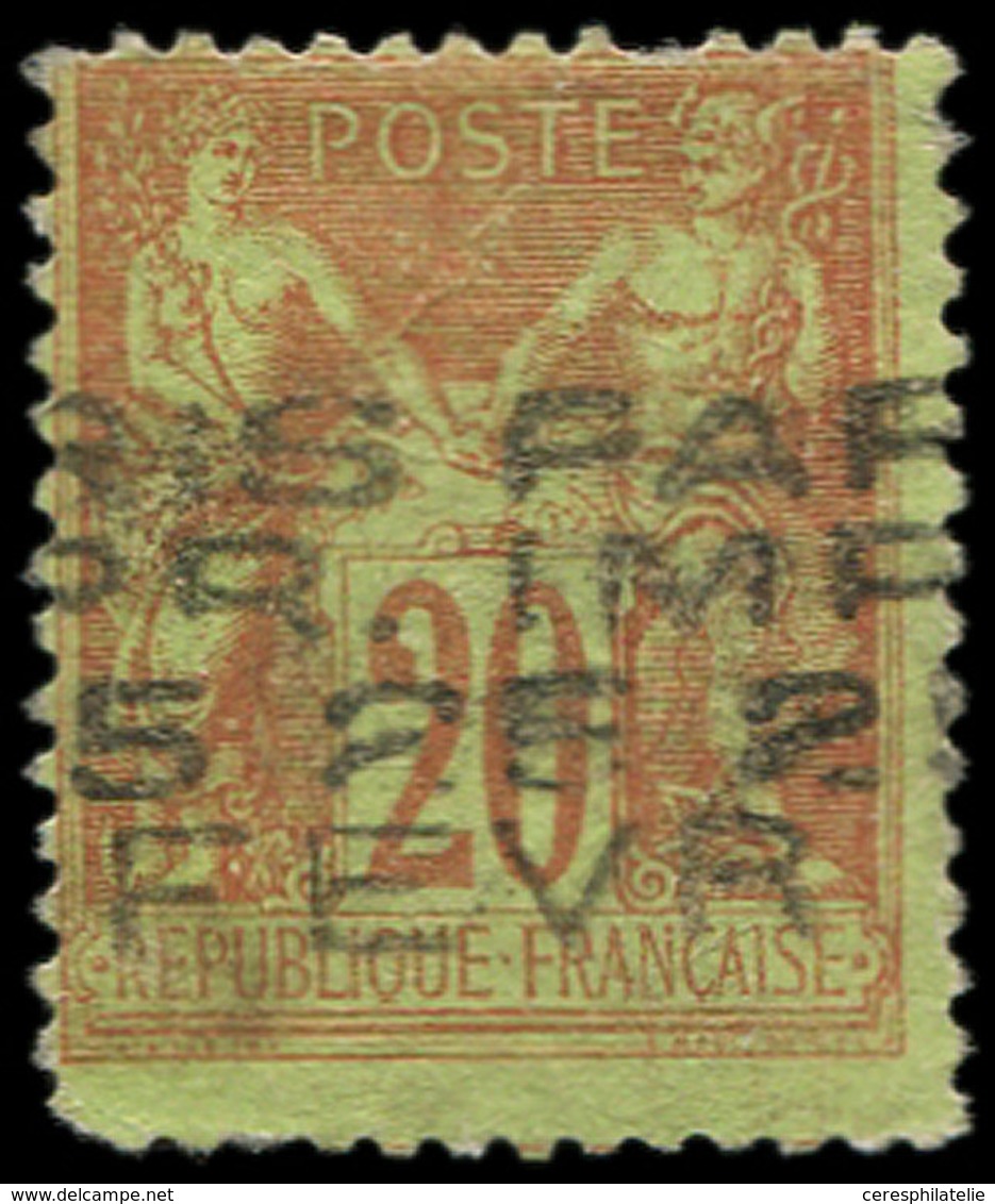 (*) PREOBLITERES - 6   Sage, 20c. Brique Sur Vert, 25 FEVR, Surch. Horizontale, Défx, B/TB. Br - 1893-1947