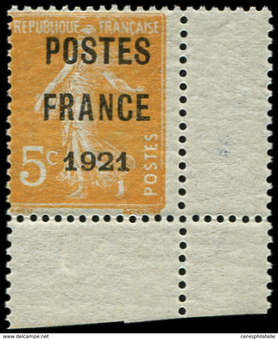 ** PREOBLITERES - 33   5c. Orange, POSTES FRANCE 1921, Cdf, TTB - 1893-1947