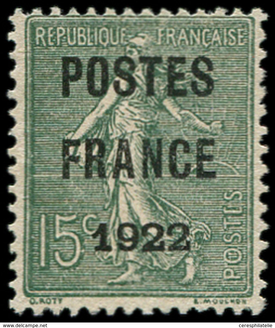 (*) PREOBLITERES - 37  15c. Olive, POSTES FRANCE 1922, TB. C - 1893-1947