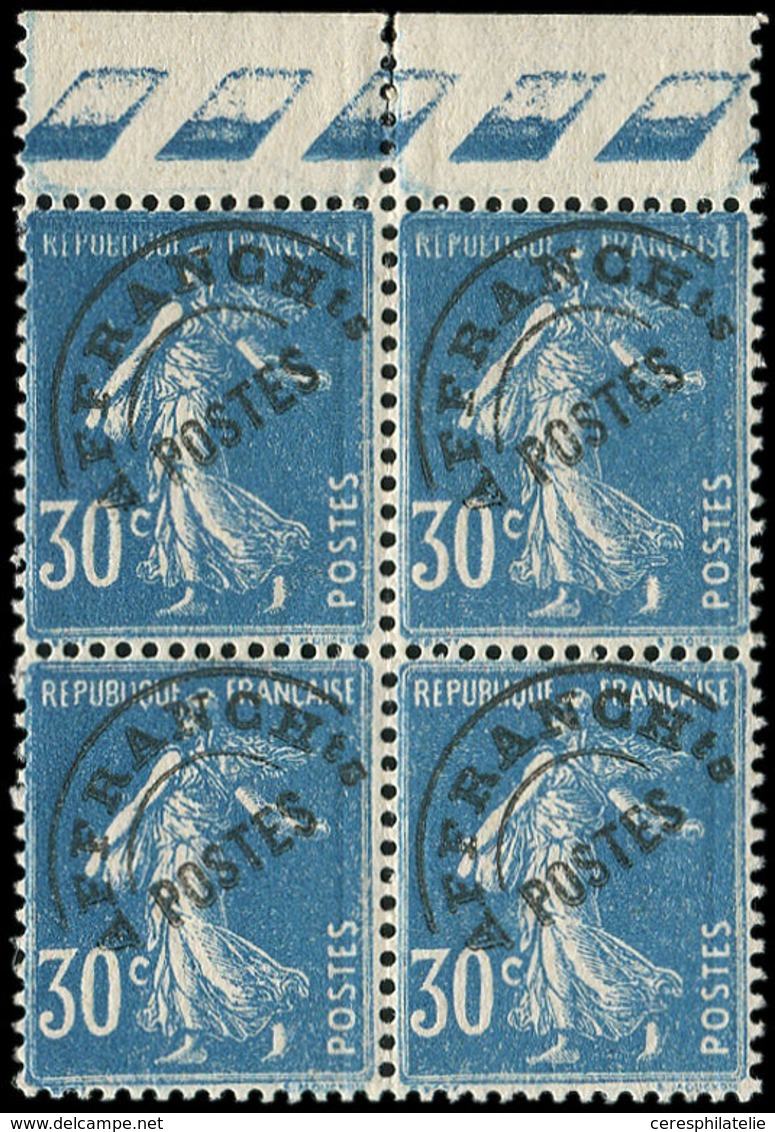 ** PREOBLITERES - 60  Semeuse Camée, 30c. Bleu, BLOC De 4 Bdf, TB. Br - 1893-1947
