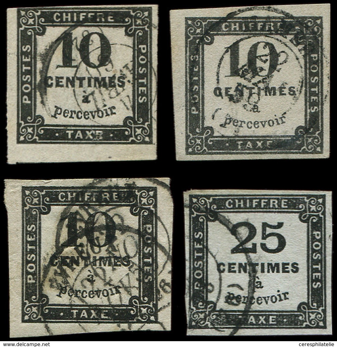 TAXE - 1, 2, 2A, 5A, Obl., Tous TB - 1859-1959 Storia Postale