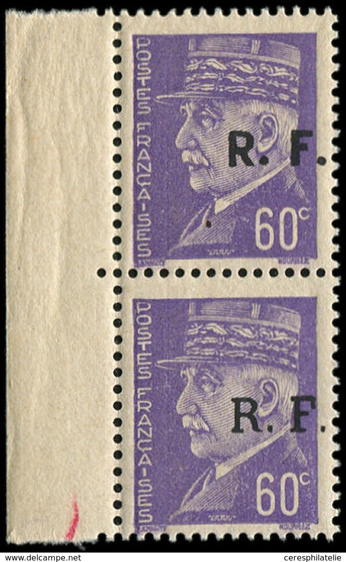 ** TIMBRES DE LIBERATION - BORDEAUX 1 : 60c. Violet, PAIRE Verticale Bdf T II Et T III Se Tenant, TB - Liberation