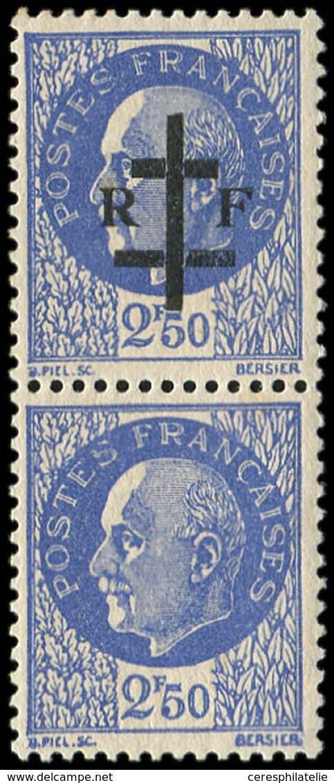 * TIMBRES DE LIBERATION - LA CHARITE SUR LOIRE 15 : 2f50 Bleu, Surch. RECTO-VERSO Tenant à Non Surch., TB - Liberation