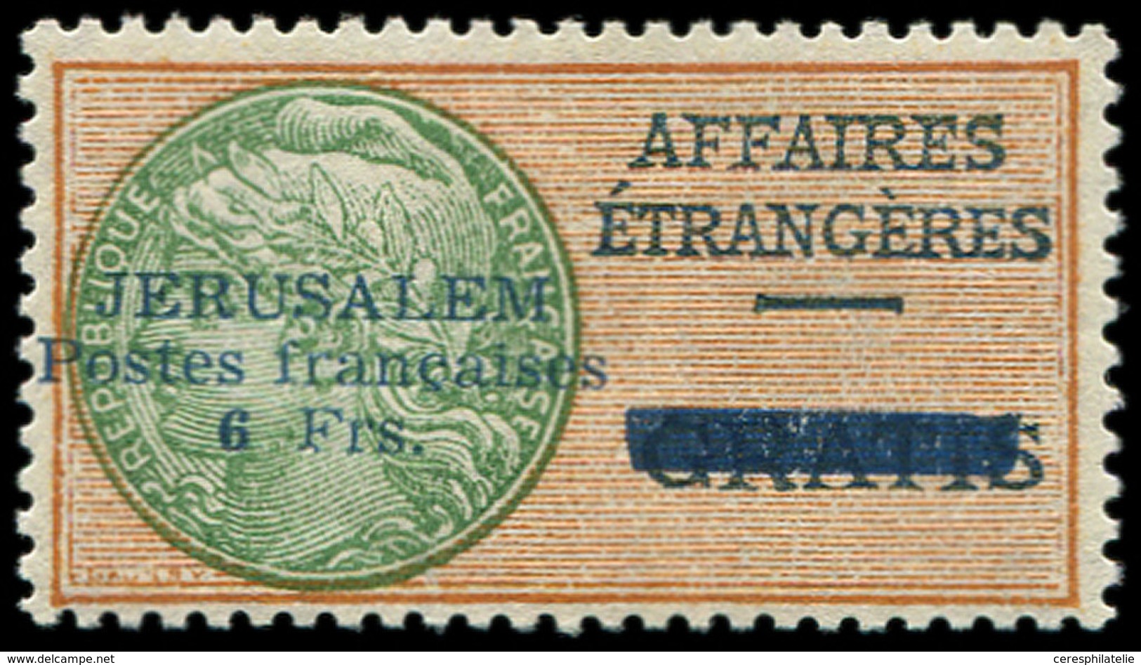 * Spécialités Diverses - JERUSALEM 1 : 6f. Orange Vert, TB. D - War Stamps