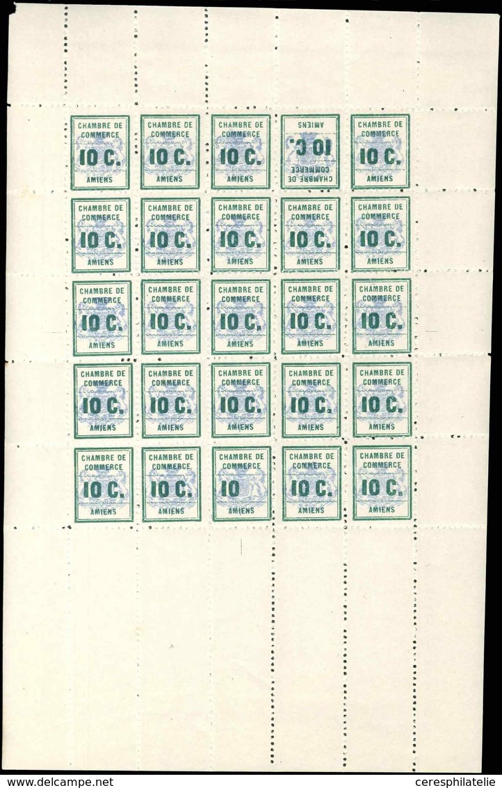 ** Spécialités Diverses - TIMBRES DE GREVE, AMIENS 1 : 10c. Vert Et Outremer, FEUILLE De 25 Avec 1a Et 1b, TB - Other & Unclassified