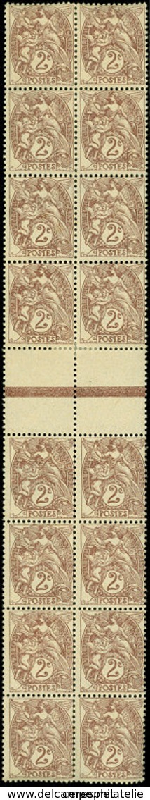 * VARIETES - 108h  Blanc,  2c. Brun-lilas, BLOC De 16 Inter-galvano, T IA Et T IB, Ch. De Consolidation Sur 2 Ex., TB, C - Unused Stamps