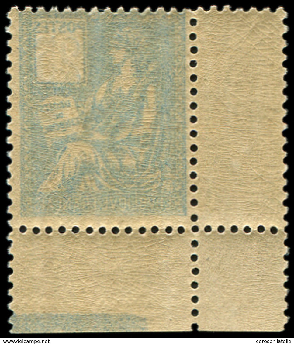 ** VARIETES - 114   Mouchon, 25c. Bleu, RECTO-VERSO, Cdf, TTB - Unused Stamps