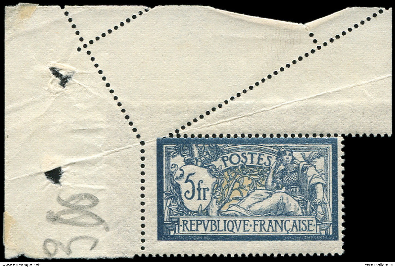 ** VARIETES - 123   Merson,  5f. Bleu Et Chamois, Cdf Avec Variété De PIQUAGE, TB - Unused Stamps