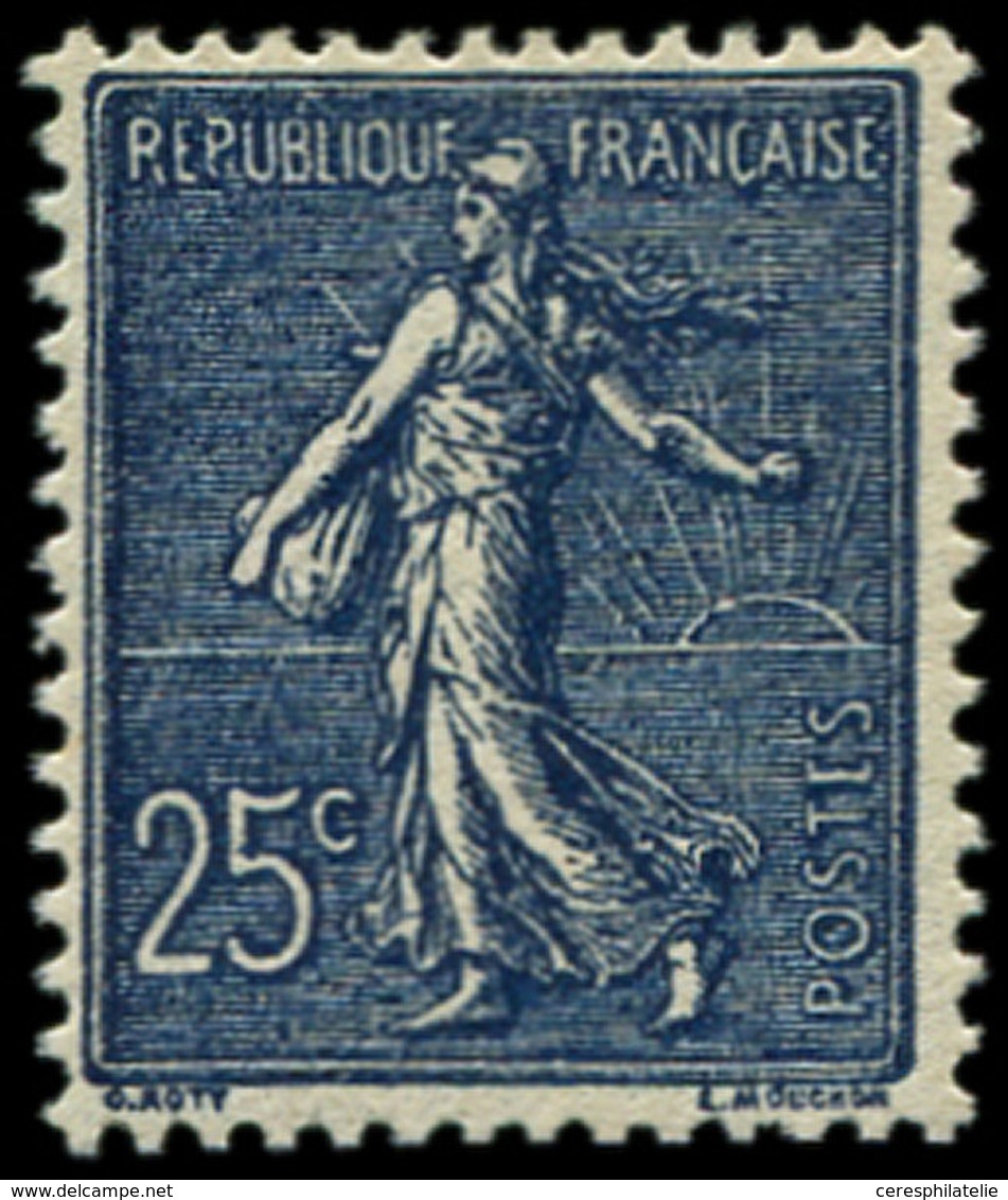 ** VARIETES - 132b  Semeuse Lignée, 25c. Bleu-NOIR, Très Bon Centrage, TTB. J - Unused Stamps
