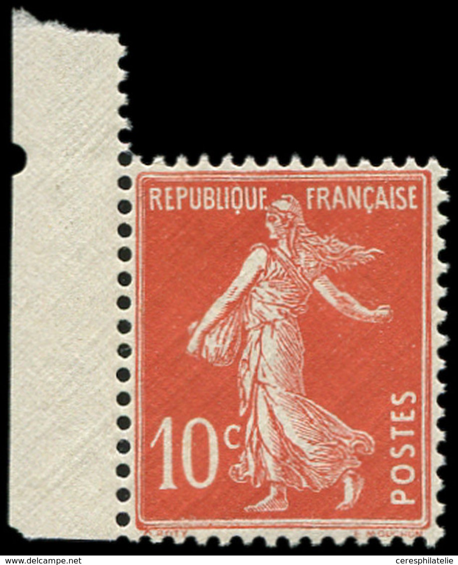 ** VARIETES - 138fa Semeuse Camée, 10c. Rouge, Papier X, Bdf, TB - Neufs