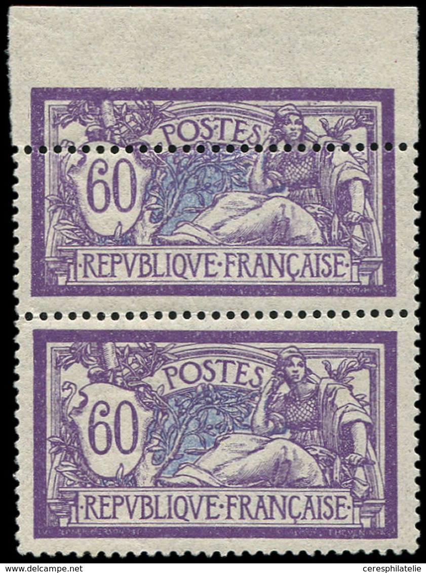 ** VARIETES - 144   Merson, 60c. Violet Et Bleu, PAIRE Verticale Petit Bdf, Un Ex. Piquage DECALE D'un Quart, TTB - Nuovi