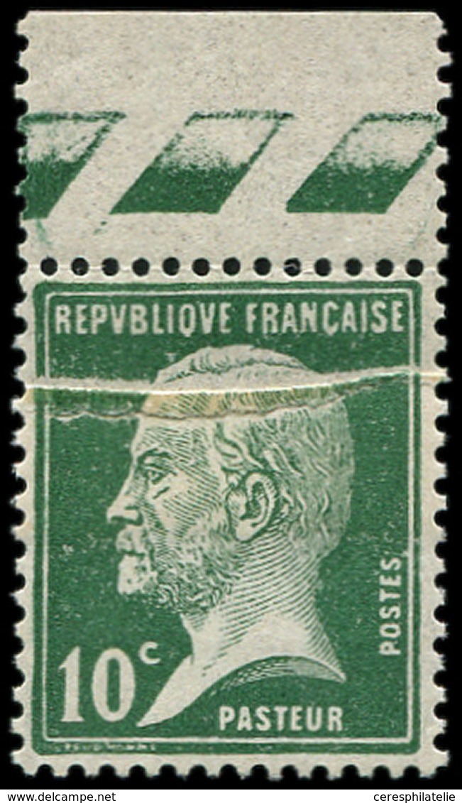 ** VARIETES - 170   Pasteur, 10c. Vert, Impression Sur RACCORD, Bdf, TB - Unused Stamps