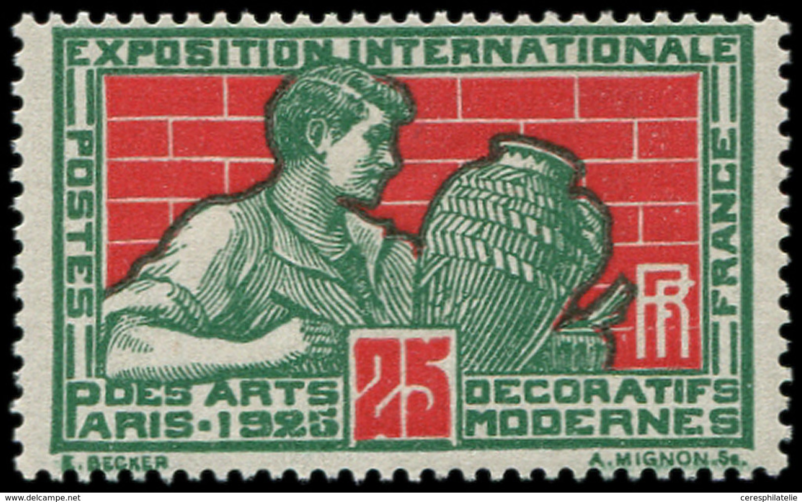 ** VARIETES - 212   Arts Déco., 25c. Vert Et Rouge, NON EMIS, TB. C - Unused Stamps