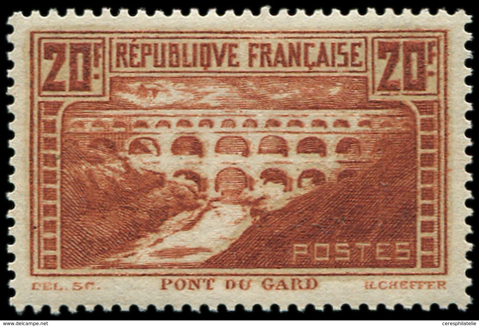 ** VARIETES - 262b  Pont Du Gard, 20f. Chaudron Clair, T IIB, "rivière Blanche", TB - Unused Stamps