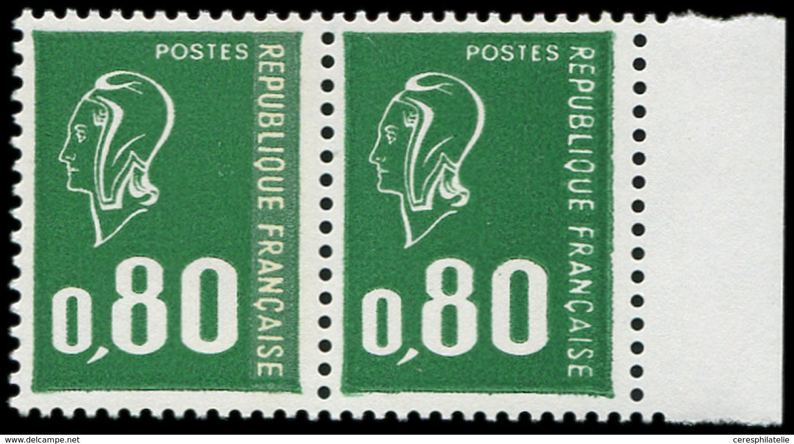 ** VARIETES - 1891d  Béquet, 0,80 Vert, SANS PHOSPHO Tenant à Normal Bdf, TB - Neufs