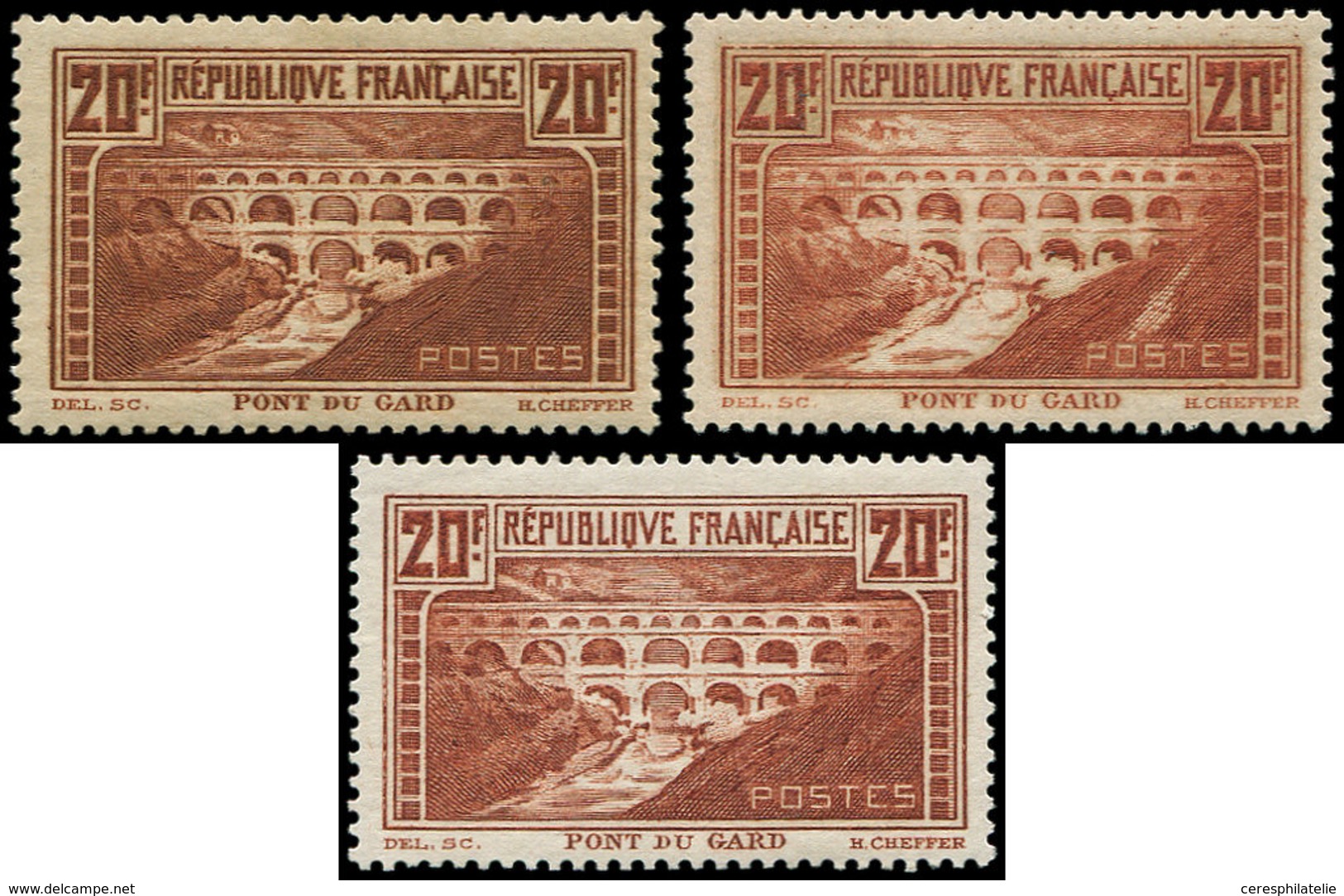 * Collection Henri Cheffer - 262b, 262c Et 262A Pont Du Gard, 20f. Chaudron, T IIB Rivière Blanche, IIA Et I, TB - Unclassified