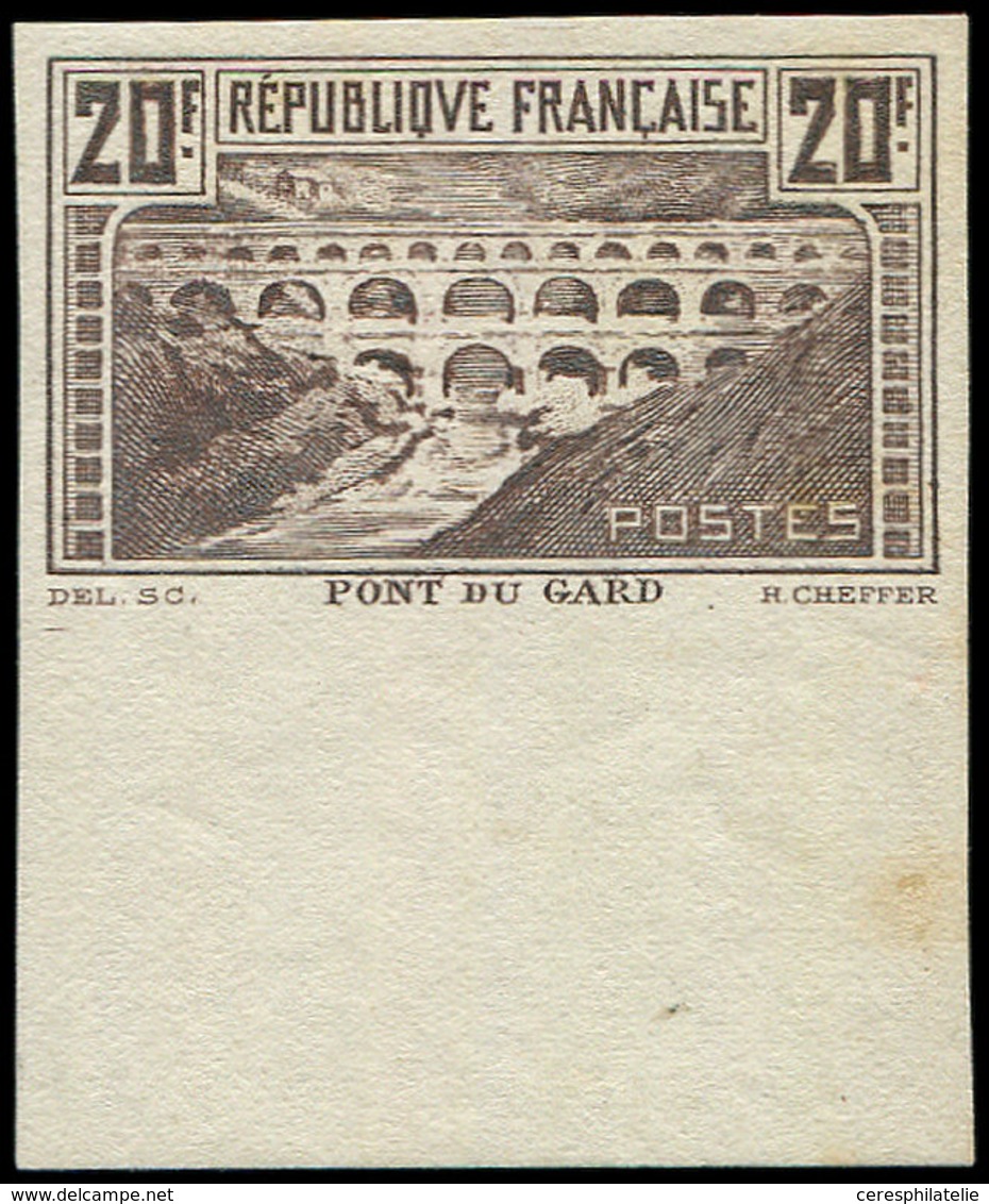 (*) Collection Henri Cheffer - 262A  Pont Du Gard, 20f., T I, Essai En Gris-noir NON DENTELE Bdf, TB - Unclassified