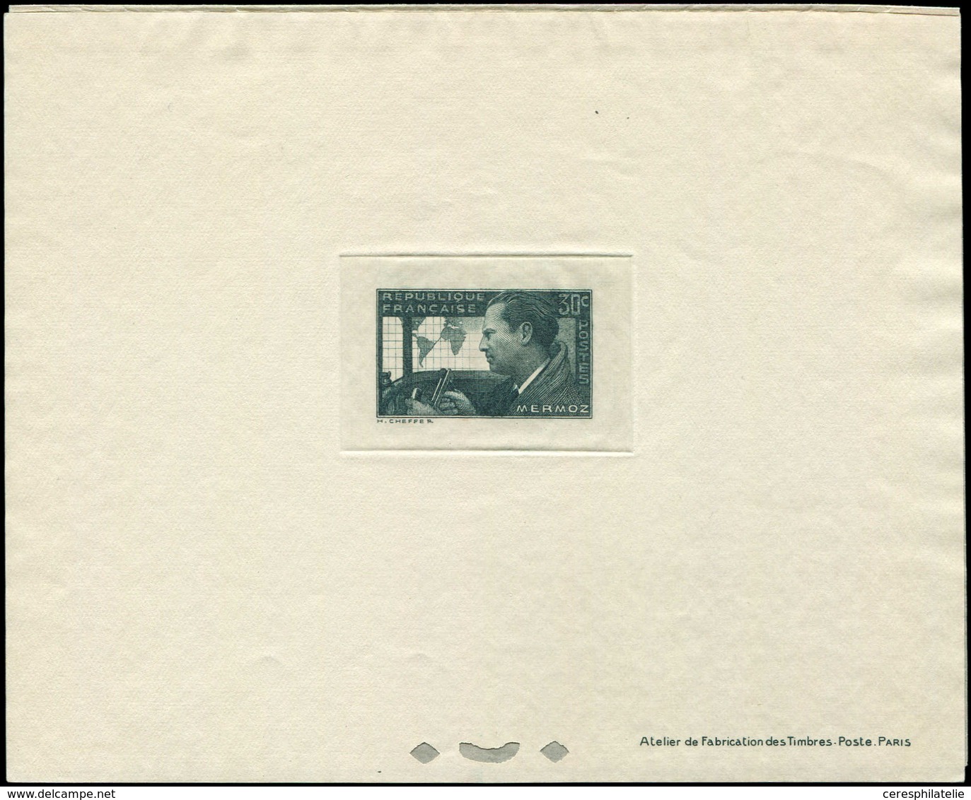 Collection Henri Cheffer - 337   Mermoz, 30c. Vert-gris, épreuve De Luxe, TB - Unclassified