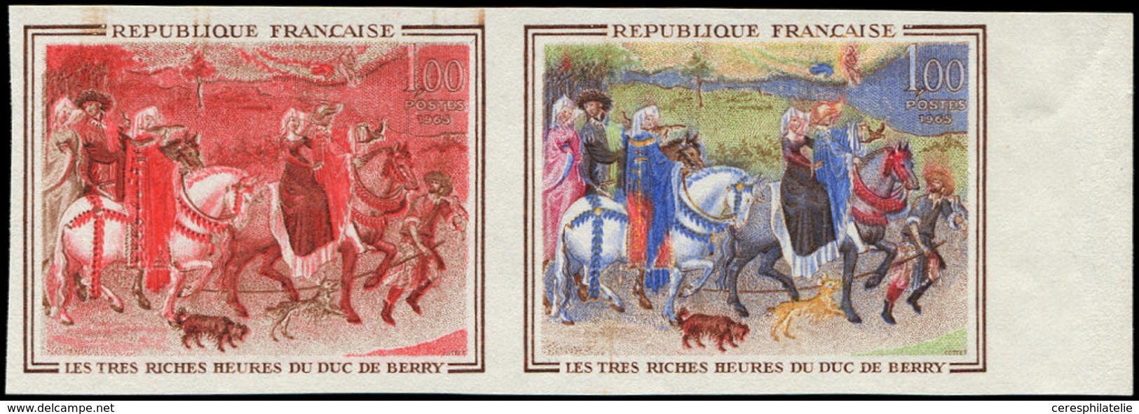 ** ESSAIS DE COULEURS NON DENTELES - 1457   Duc De Berry, ESSAI De COULEUR NON DENTELE, PAIRE Bdf, TB, Cote Maury - Other & Unclassified