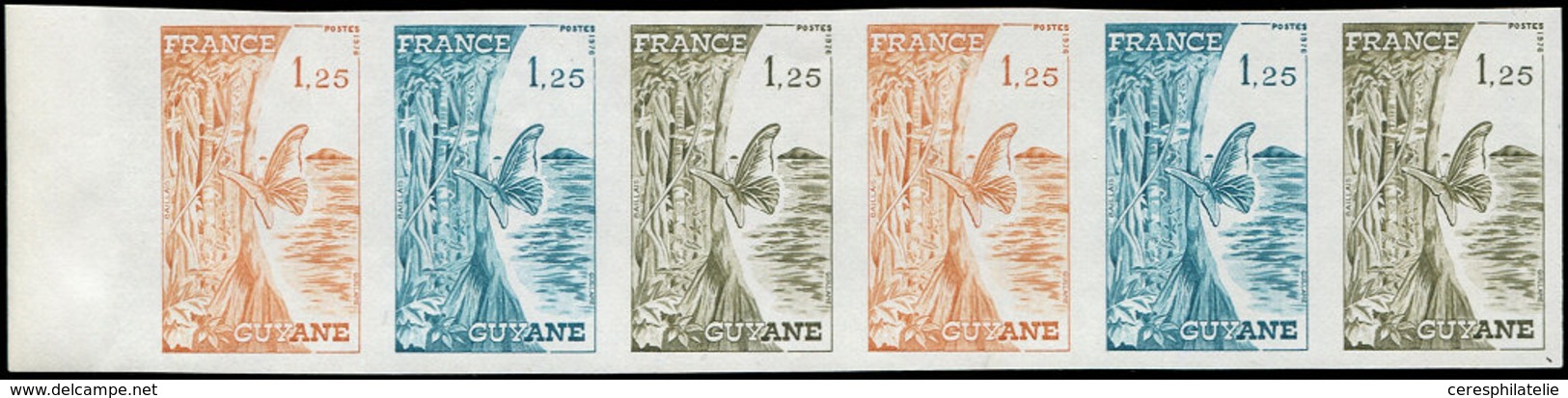 ** ESSAIS DE COULEURS NON DENTELES - 1865A  Guyane, BANDE De 6 ESSAIS De Couleur NON DENTELES Bdf, TB - Other & Unclassified