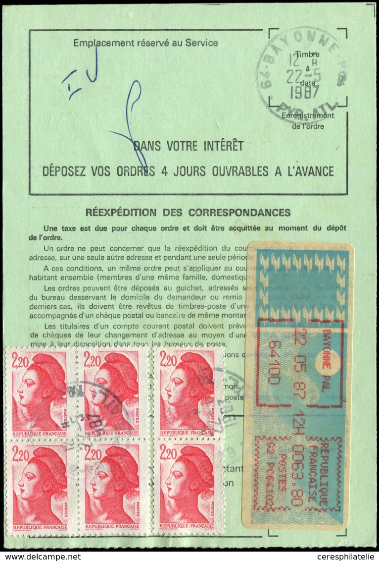 Let LETTRES DU XXe SIECLE - N°2376 BLOC De 4 Et PAIRE Obl. 27/5/87 Sur Ordre De Réexpédition, R Et TB - Covers & Documents