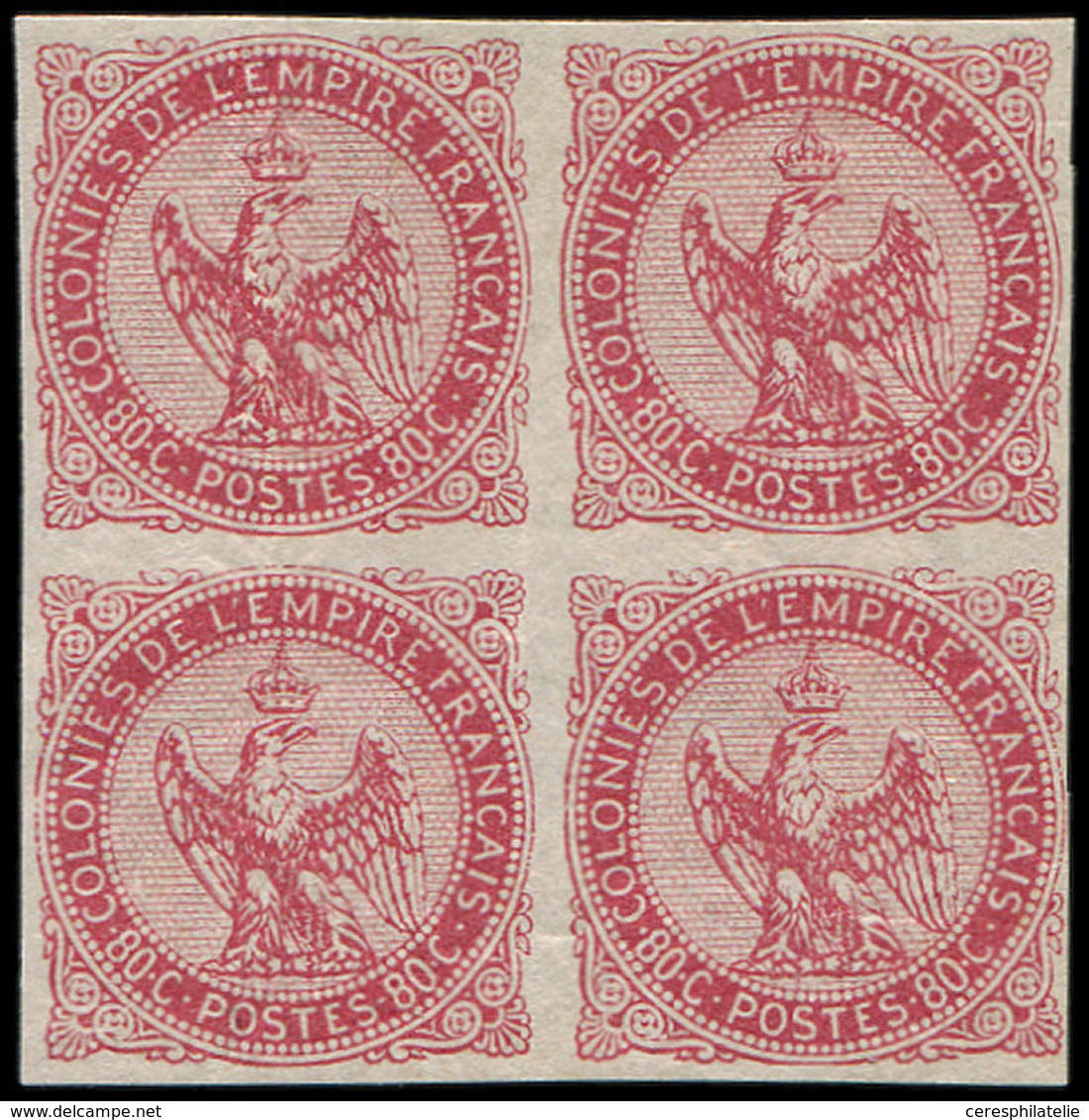 ** Colonies Générales - 6    80c. Rose, BLOC De 4, 2 Ex. *, TB - Autres & Non Classés