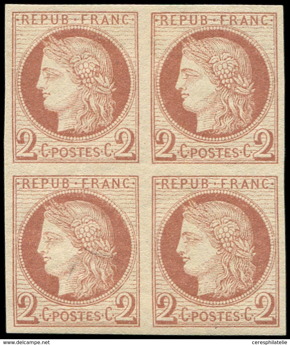 * Colonies Générales - 15    2c. Brun-rouge, BLOC De 4, Frais Et TTB. Br - Autres & Non Classés