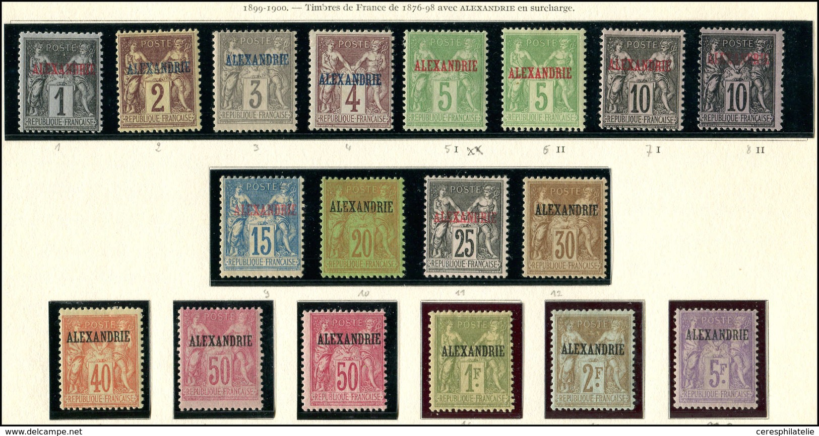 * ALEXANDRIE 1/18 : La Série Sage De 1899-1900, TB - Altri & Non Classificati