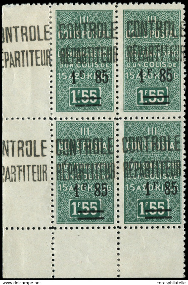 ** ALGERIE Colis Px 35 : 1f85 Sur 1f55, BLOC De 4 Cdf, 2 Ex. *, Un Ex. Surcharge Espacée, Un Ex. Point Rond Après F, TB - Paketmarken