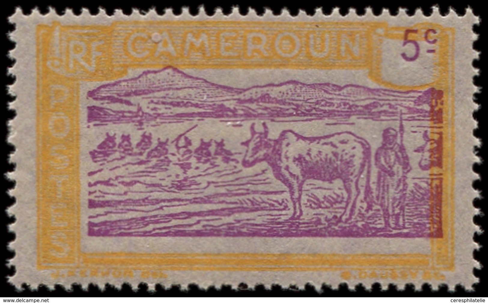 ** CAMEROUN 109 : 5c. Jaune Et Lilas, Centre Et Valeur Déplacés, TB - Sonstige & Ohne Zuordnung