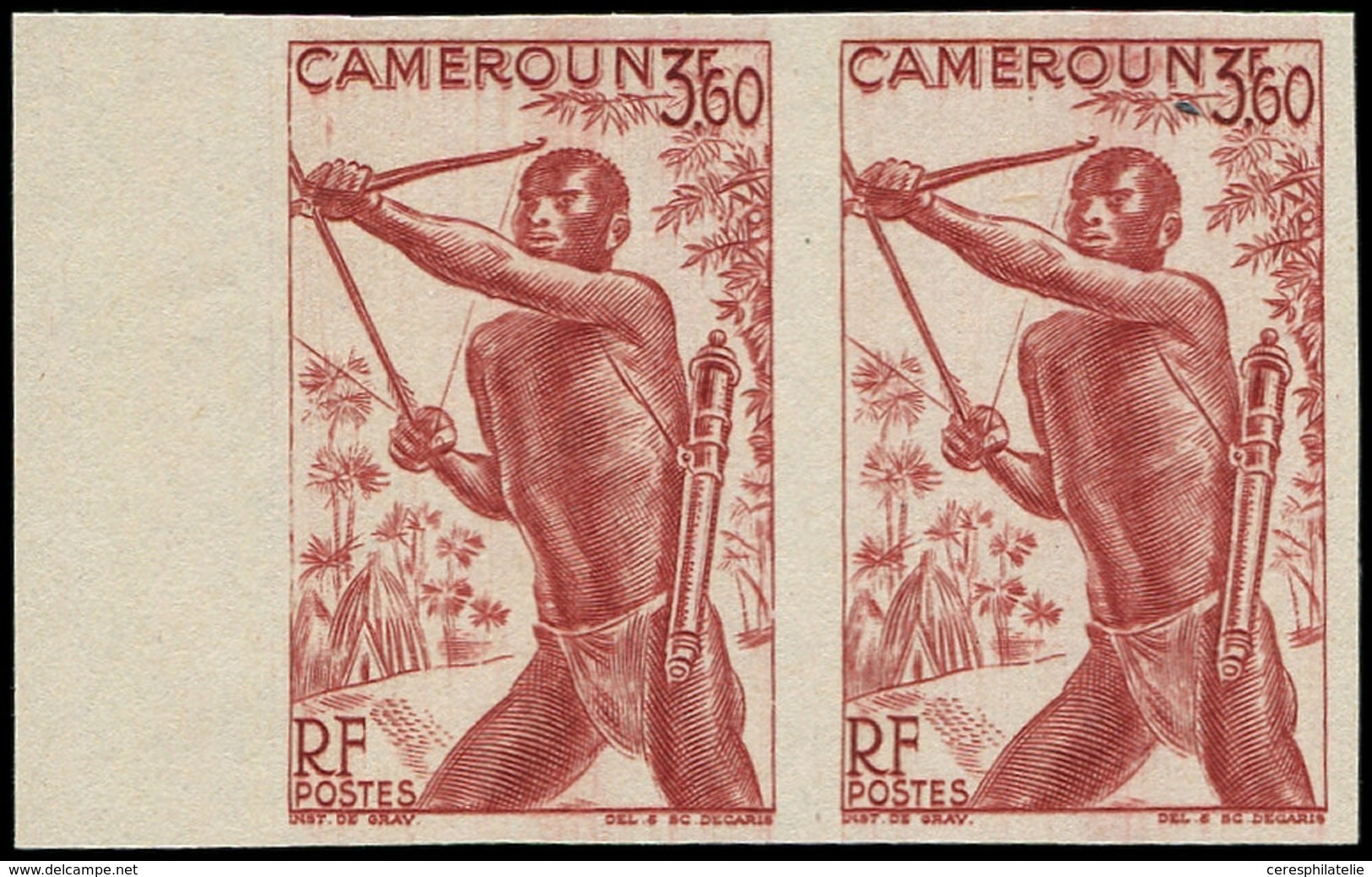 ** CAMEROUN 287 : 3f60 Brun Carminé, PAIRE NON DENTELEE Bdf, TB - Altri & Non Classificati