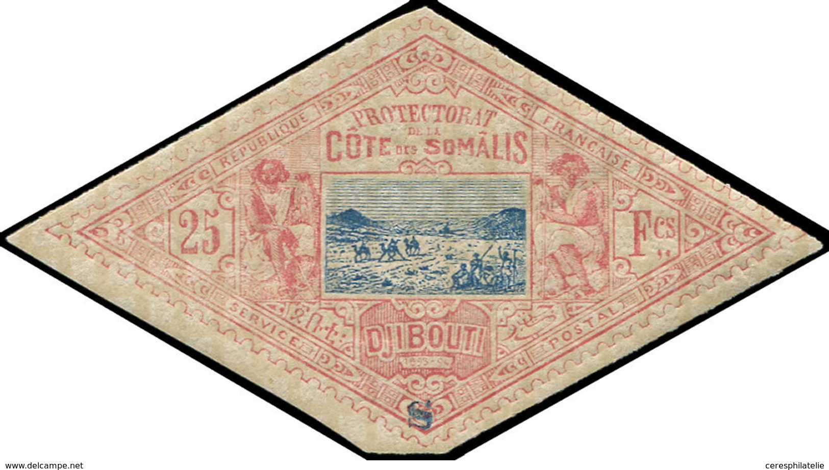 * COTE DES SOMALIS 20a : 25f. Sur Rose Et Bleu, Surch. S (SPECIMEN), TB - Other & Unclassified