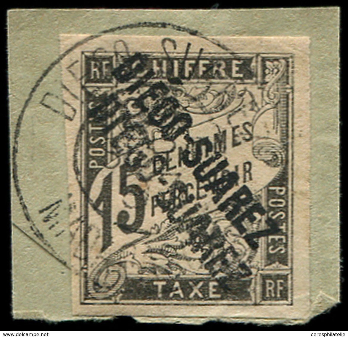 DIEGO SUAREZ Taxe 9a : 15c. Noir, DOUBLE Surcharge, Obl. S. Fragt, TB. J - Other & Unclassified