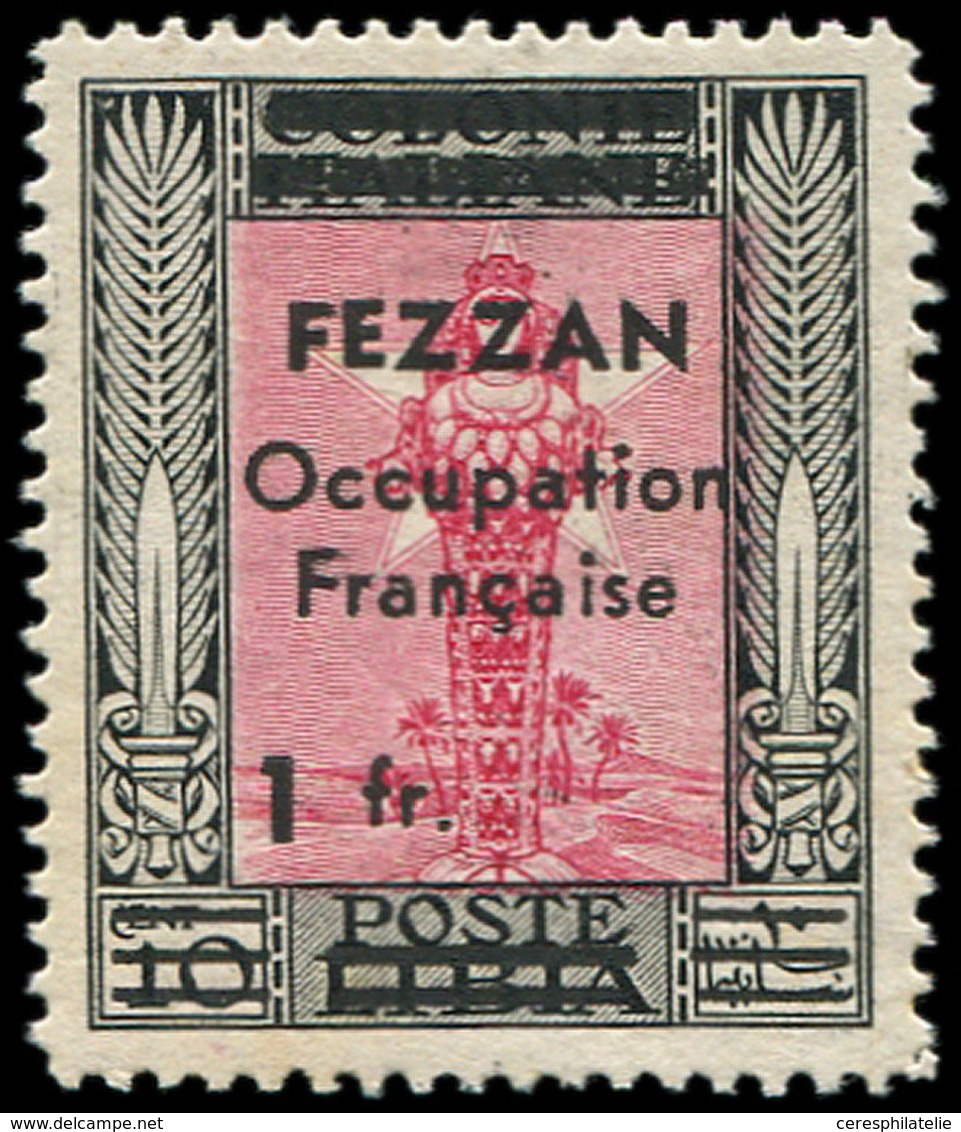 ** FEZZAN 3 : 1f. Sur 10c. Noir Et Rouge-carminé, TB. M - Other & Unclassified