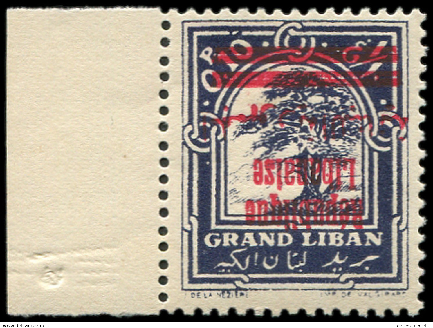 ** GRAND LIBAN 84c : 0p.10 Violet, Surch. RENVERSEE, Bdf, TB - Other & Unclassified