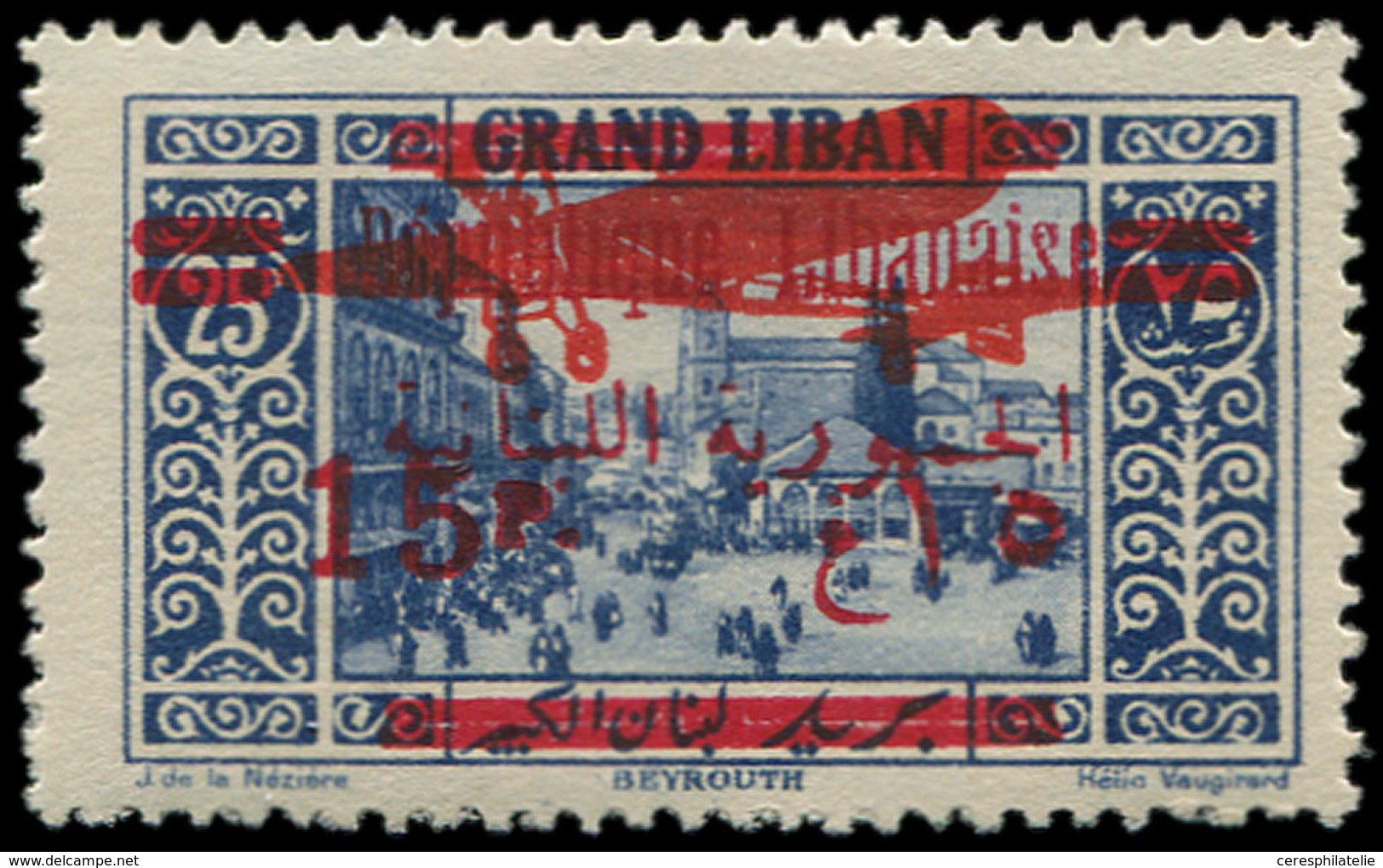 * GRAND LIBAN PA 36A : 15p. S. 25p. Bleu, Surch. T II, Tirage 100 Ex., TB. J - Other & Unclassified