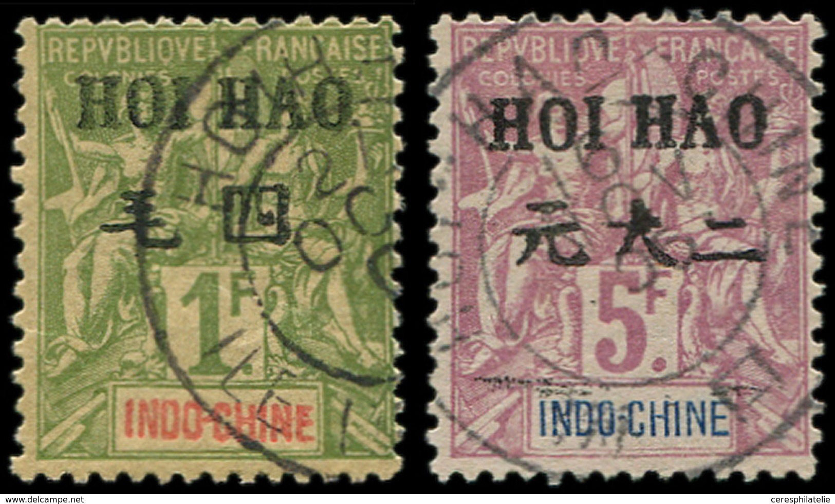 HOI-HAO 30/31 : 1f. Olive Et 5f. Violet, Obl., TB - Altri & Non Classificati