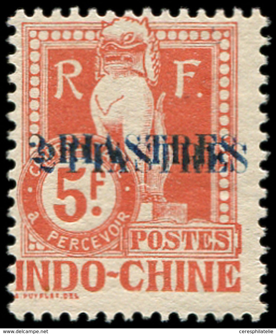 * INDOCHINE Taxe 30a : 2pi. Sur 5f. Rouge, DOUBLE Surch., TB - Altri & Non Classificati