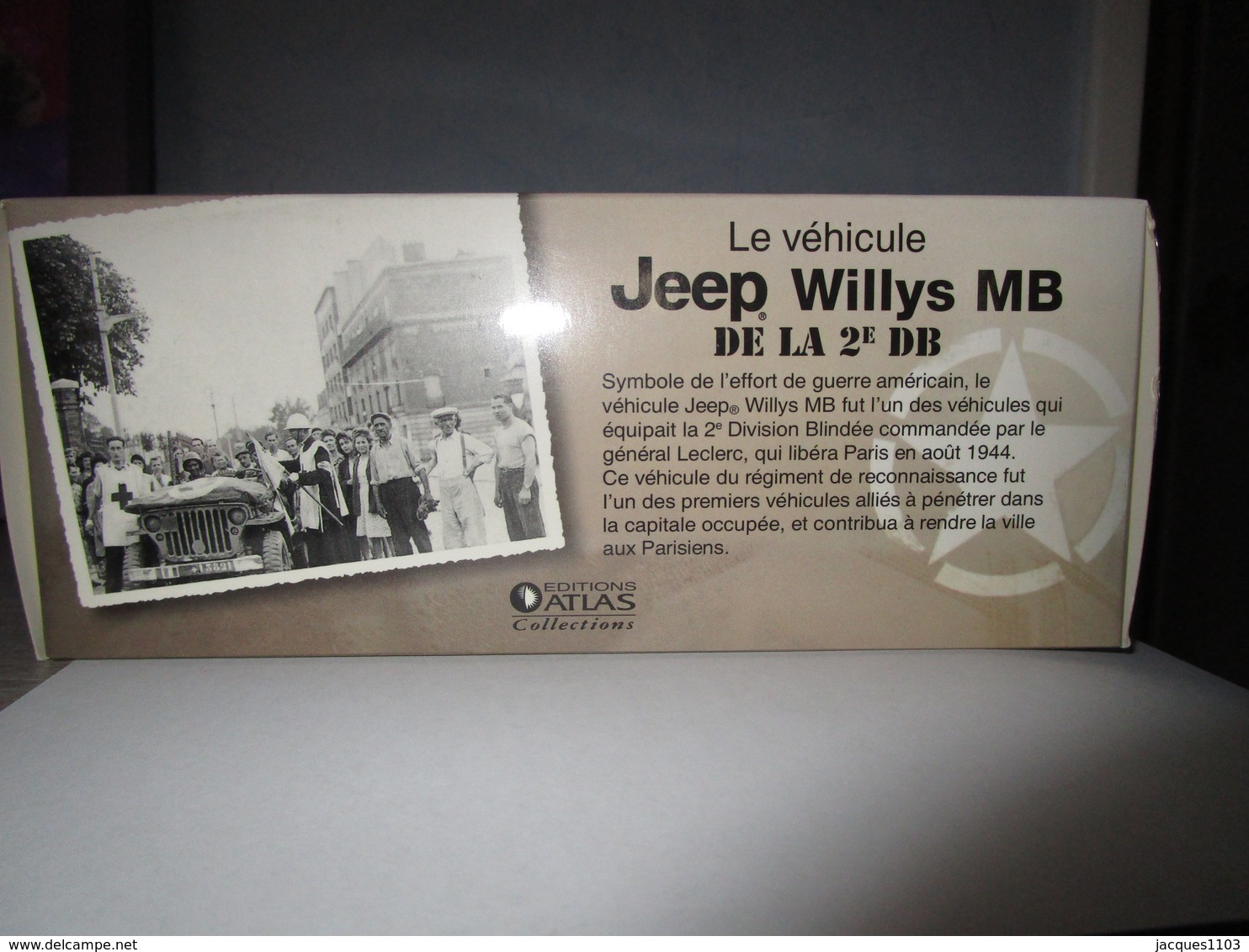 Miniature Echelle 1/43e Editions ATLAS : Jeep Willis MB De La 2e DB Et Sa Remorque - Véhicules