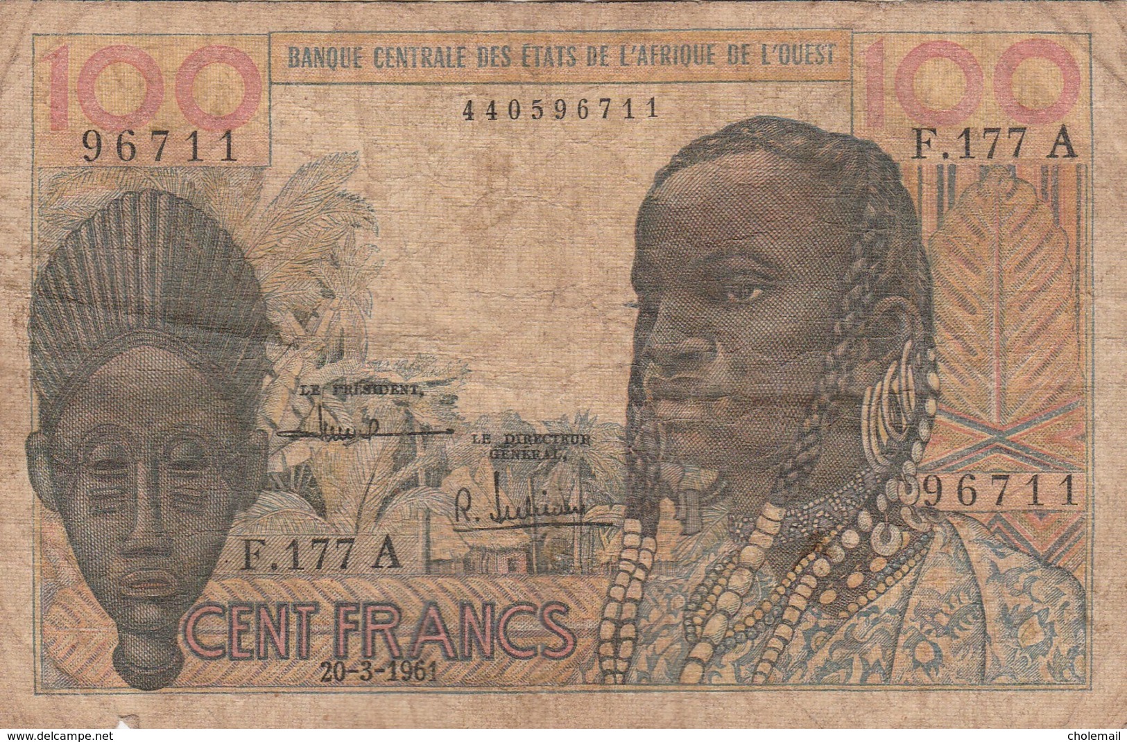 BCEAO - 100 F - Banque Centrale Des Etats De L'Afrique De L'Ouest - 20/03/1961 - États D'Afrique De L'Ouest