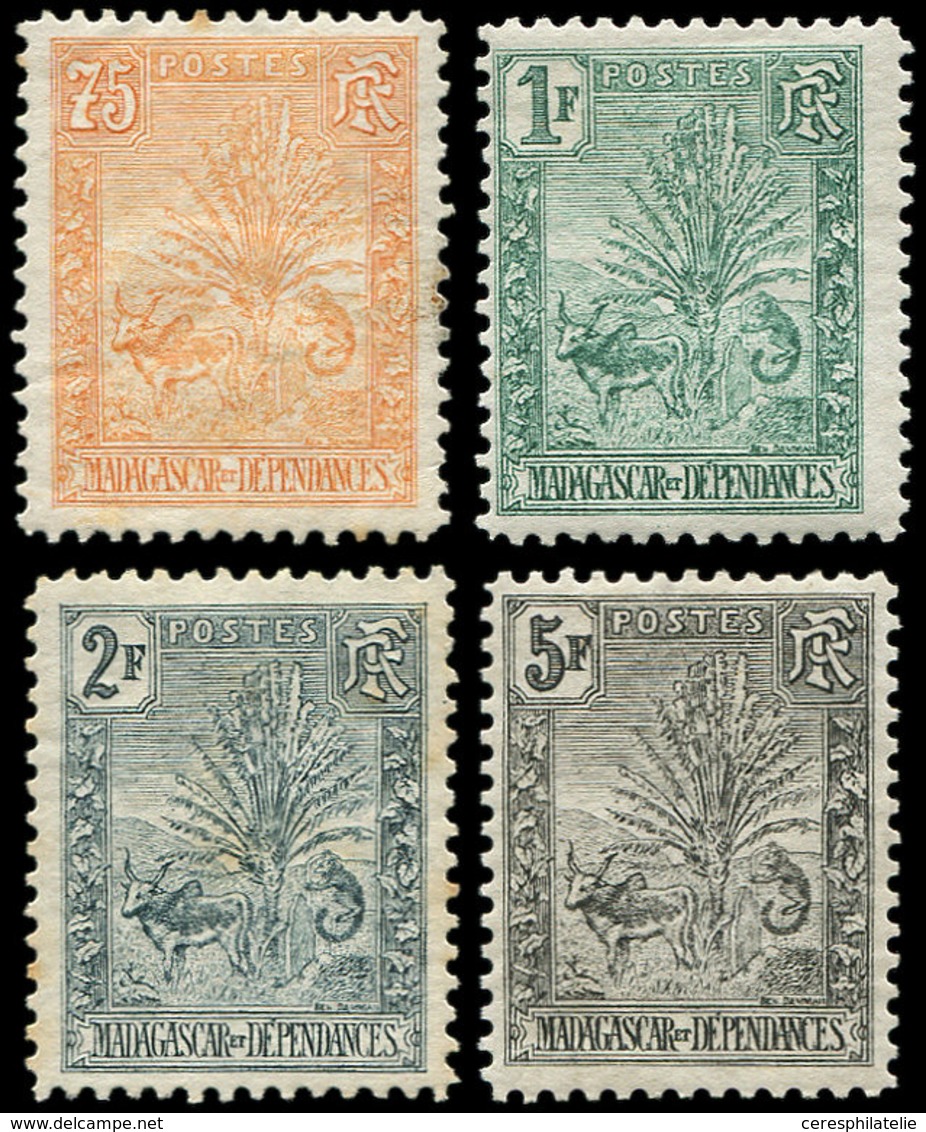 * MADAGASCAR 74/77 : Type Zébu De 1903, N°74 Et 76 Légères Rousseurs Comme Souvent, Sinon TB - Sonstige & Ohne Zuordnung